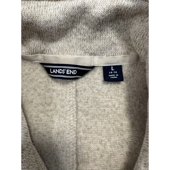 Lands' End Women's Beige Zip Up And Snap Up Jacket Size Large With Pockets - Picture 2 of 14